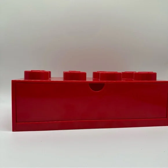 Lego Brick Large Red Storage Box w/ Drawer 12.5" x 6" x 4.75 " Tall - Picture 2 of 11